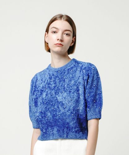 美品 ルルウィルビー パールスタッズカーディガン ブルー M LOULOU WILLOUGHBY】パールスタッズカーディガン|allureville OFFICIAL