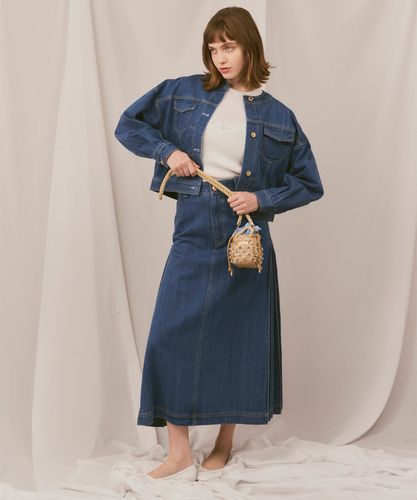 【希少】【美品】ALBAROSA ロゴハイビ デニムスカート 総柄 M~L 希少】【美品】ALBAROSA ロゴハイビ デニムスカート 総柄 M~L