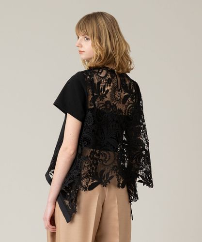 美品 ルルウィルビー 24SS 洗える レースドッキングプルオーバー ブラック 21241015110_8c902c194cbfd45706