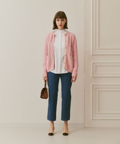 美品✨ルルウィルビー チェーントリムクルーカーディガン 金ボタン LOULOU WILLOUGHBY】チェーントリムクルーカーディガン