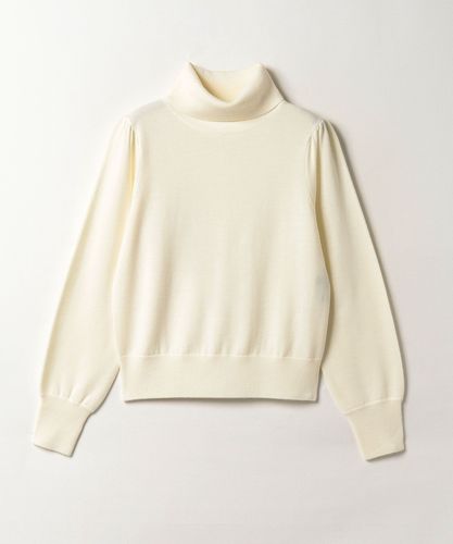 美品 allureville 5分袖 プルオーバーサマーニット アイボリー 総針モックネック5分袖プルオーバー|allureville OFFICIAL SITE