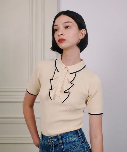 ルルウィルビー リブポロニット ネイビー 美品 ルルウィルビー リブポロニット ネイビー 美品 - メルカリ