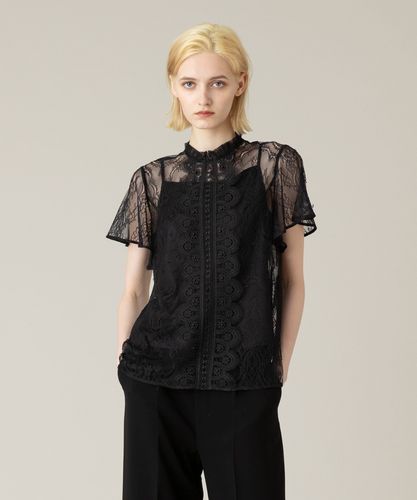 極美品✨️LOULOU WILLOUGHBY スリーブレース 半袖トップス 2 LOULOU WILLOUGHBY】レースリボンフレア