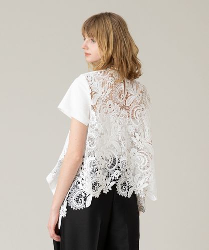 極美品✨️LOULOU WILLOUGHBY スリーブレース 半袖トップス 2 LOULOU WILLOUGHBY】レースリボンフレア