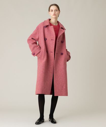 希少✨【バーバリーロンドン】アンゴラウール ファーダッフルコート ヘリンボーン赤 希少✨グローバーオール ヘリンボーン ダッフルコート ロング 英国製