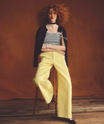 【中古】未使用品 ルルウィルビー Loulou Willoughby 24AW ジョーゼットタックワイドパンツ 1 S 黄色 イエロー LOULOU WILLOUGHBY】スラブツイードワイドパンツ|allureville OFFICIAL