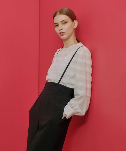 現行品 エステラケー Alila Blouse スタンドボーダーレースブラウス セール】Alila Blouse スタンドボーダーレースBL（シャツ
