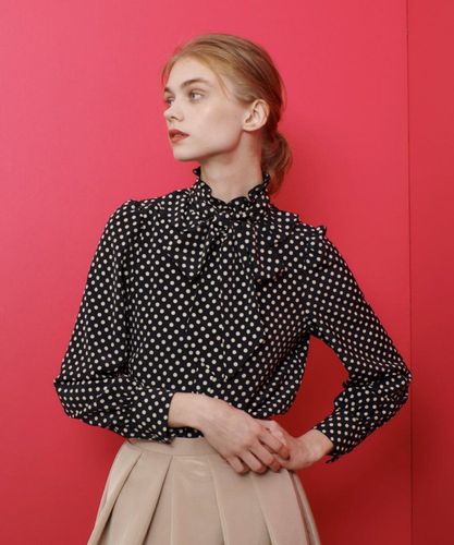 新品未使用✨ ルルウィルビー　デシンドットフリルボウタイブラウス　2 Mサイズ LOULOU WILLOUGHBY】◇デシンドットフリルボウタイブラウス