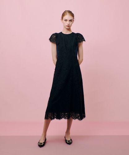 ルルウィルビー　美品　クローバーケミカルレース ワンピース　結婚式　お呼ばれ　M ルルウィルビー 美品 クローバーケミカルレース ワンピース 結婚