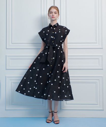 loulou willoughby リップルシャツワンピース　サッカー　リボン LOULOU WILLOUGHBY】ライトサッカーシャツワンピース