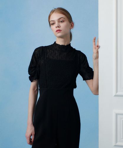 【LOULOU WILLOUGHBY】レーシィフリルパフプルオーバー ブラック LOULOU WILLOUGHBY】レーシィフリルパフプルオーバー ブラック