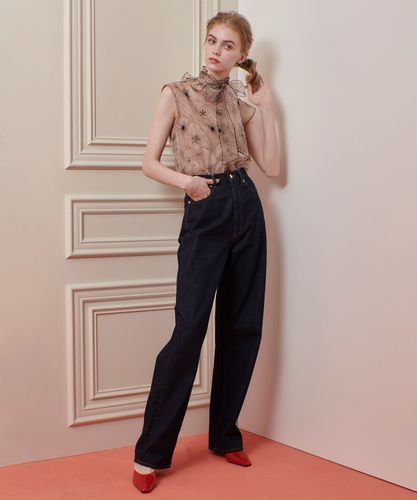 LOULOU WILLOUGHBY】オーガンジーフラワー刺繍ブラウス