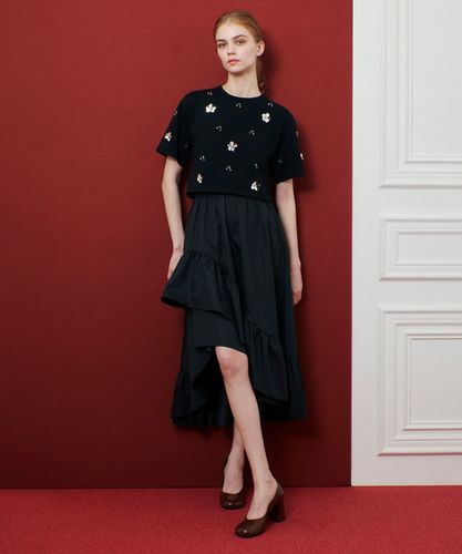 【LOULOU WILLOUGHBY】スパンコールＴシャツ　ブラック LOULOU WILLOUGHBY】スパンコールTシャツ