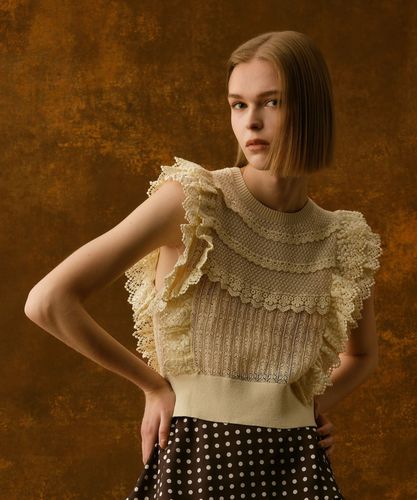 ニット セーター 「LOULOU WILLOUGHBY」ティアードプルオーバー レディース LOULOU WILLOUGHBY】レースフリルニットプルオーバー