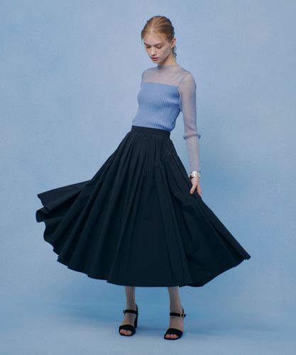 ルルウィルビー　LOULOU WILLOUGHBY　タックフレアスカート　ブルー LOULOU WILLOUGHBY】タフタタックフレアスカート|allureville OFFICIAL