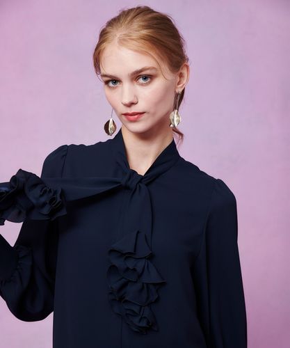 WEB限定【LOULOU WILLOUGHBY】デシンハートプリントボウタイブラウス