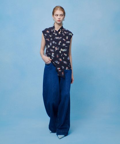 WEB 一部店舗限定【LOULOU WILLOUGHBY】レタープリントリボンブラウス