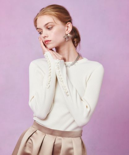 【LOULOU WILLOUGHBY】衿ビジューパフスリーブプルオーバー LOULOU WILLOUGHBY】衿ビジューパフスリーブプルオーバー|allureville