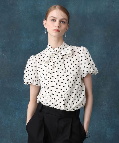 LOULOU WILLOUGHBY ドット柄 フリルブラウス 半袖リボンタイ付M デシンドットリボンブラウス|allureville OFFICIAL SITE / ONLINE SHOP