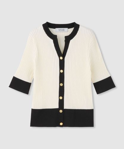 ◇ バイカラーキーネック5分袖カーディガン|allureville OFFICIAL SITE