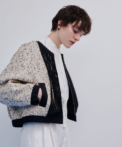 リネン混リバーダブルクロスノーカラージャケット|allureville