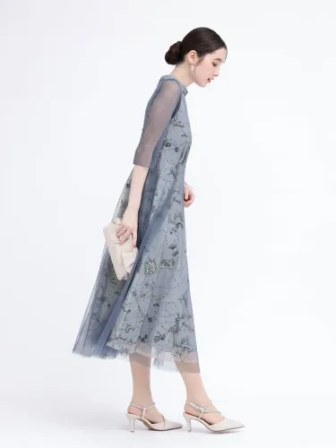 Rire Fete チュールスパンコールレイヤーワンピース スパンコール刺繍チュールレイヤーワンピース - Rire Fete