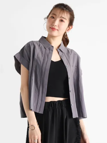ヤマダヤ　Vin 　ボックスタックレースシャツ ブラック ボックスタックレースシャツ - Vin - Vin｜YAMADAYA STORE