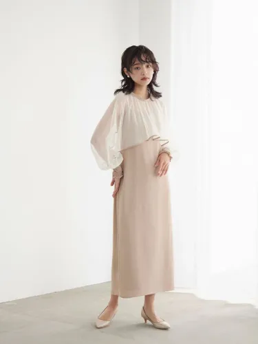 フリルボレロレイヤードワンピース（cocoa,sand beige