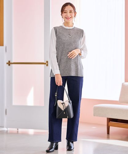 レディース ウールブレンド 2WAY ニットベスト【手洗いOK】通販 [0103