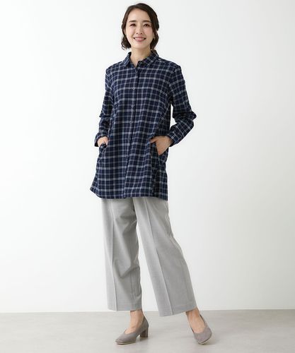 レディース 微起毛 チェック柄 チュニック【オンラインショップ限定