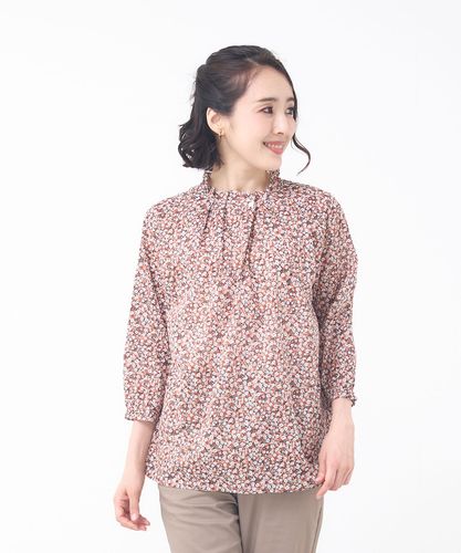 極美品✨スミスタイル　小花柄　ペイズリー　スモック風　ギャザーブラウス　黒 極美品✨スミスタイル 小花柄 ペイズリー スモック風 ギャザー