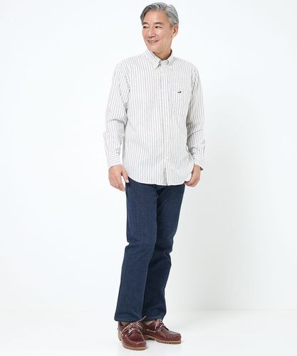 CRESCENT ストライプ柄ロングシャツ 長袖日(⁠◍⁠•⁠ᴗ⁠•⁠◍⁠)⁠❤ メンズ ノンアイロン バスケット織り ストライプ シャツ【シワになり