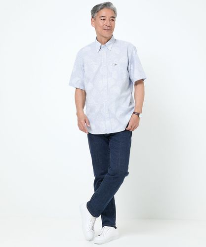 メンズ リーフプリント シャンブレー シャツ【吸汗速乾】通販 [1601