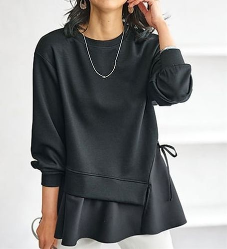 美品✨レリアン ハイネック チュニック 長袖 ボーダー ドッキング M 黒 色焼けしにくい黒！ハイネックチュニック - ベルーナ【公式】