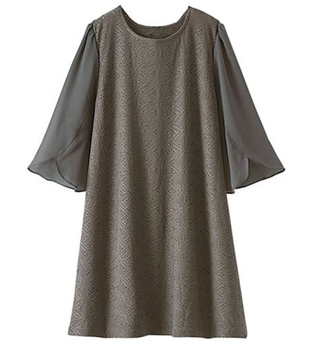 【新品】レオナール風❣️プリントカットソー ロングチュニックワンピ 手描き風プリントカットソーチュニックワンピース - ベルーナ【公式】