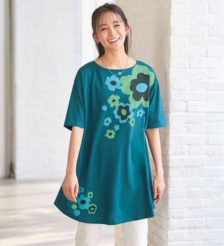 ❣️美品❣️花型モチーフ刺繍ジャガードニットチュニック ワンピースM 花柄ジャカードニットチュニック - ベルーナ【公式】