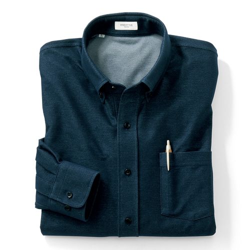 滋賀麻工業 近江ちぢみの草木重ね染め七分袖シャツ | ライトアップ