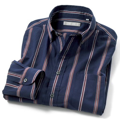 滋賀麻工業 近江ちぢみの草木重ね染め七分袖シャツ | ライトアップ