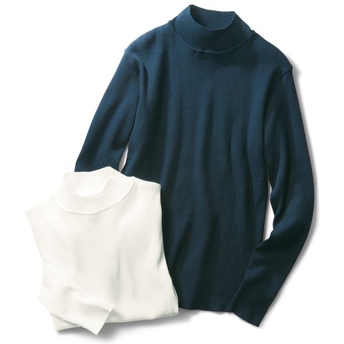 月城ニット エクストラファインメリノ・モックネックセーター | ライト