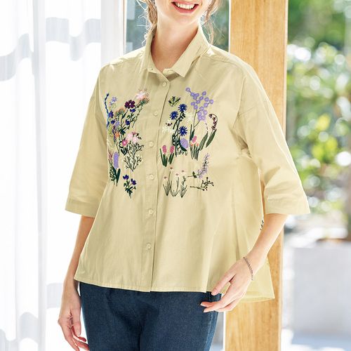 美品 ALTAMIRA アルタミラ リネン100% 刺繍 プルオーバーシャツ Vitamin A Playa Linen Oversized Shirt | Anthropologie