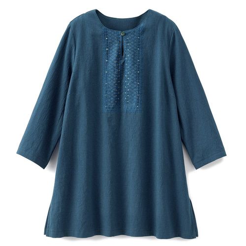 4298 SHIZUKA KOMURO コットンカシミヤのビーズプリントチュニック