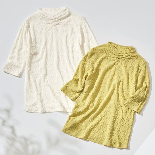 pjc 大西和子 モネの薔薇 カットソー 大西和子 スラブ天竺七分袖Tシャツ／モネのバラ | ライトアップ