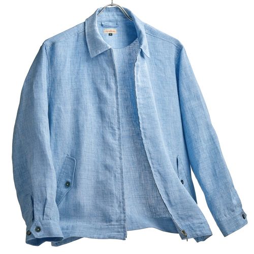 【近年モデル 美品 リネン100%】パパス　マオカラージャケット　ライトブルー 林田 洗えるリネン・清涼マオカラージャケット | ライトアップ