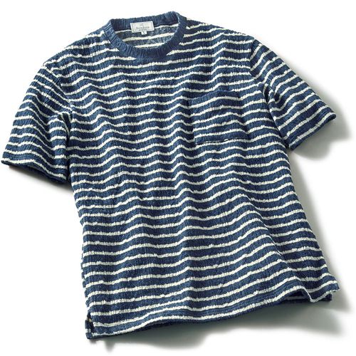 ブルーブルージャパン 手染めインディゴ・手刺しパッチワークTシャツ