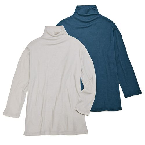 ヴーム 裏編み二重襟ボーダータートルプルオーバー | ライトアップ