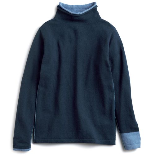 ヴーム 裏編み二重襟ボーダータートルプルオーバー | ライトアップ