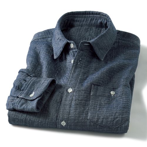 滋賀麻工業 近江ちぢみの草木重ね染め七分袖シャツ | ライトアップ