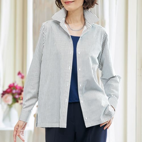 新品　小森縫製　日々　綿麻　ギンガムチェック　長袖ブラウス　サッカー生地 小森縫製 麻綿チェックブラウス | ライトアップオンラインストア