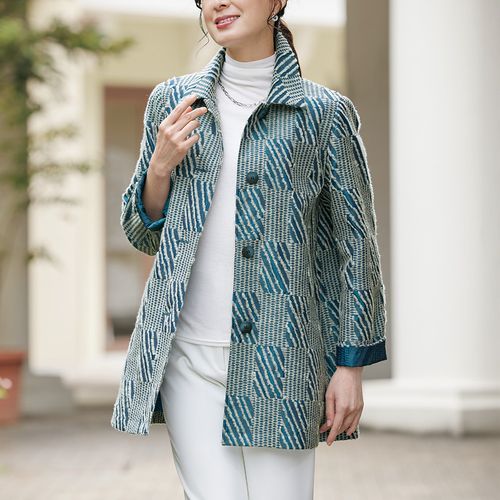 工房藍木野 久留米絣フーデッドコート | ライトアップオンラインストア