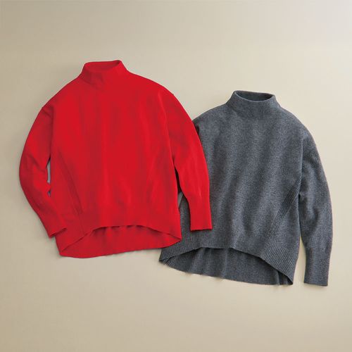 PICONE カシミヤ100% 長袖タートルネックチュニック エプリュ 洗えるカシミヤ・タートルネックチュニック | ライトアップ